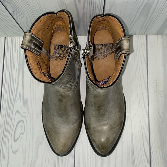 YIPPEE KIKAY Old Gringo Distressed Gray Leather Low Western Cowboy Boots - Picture 4 of 7